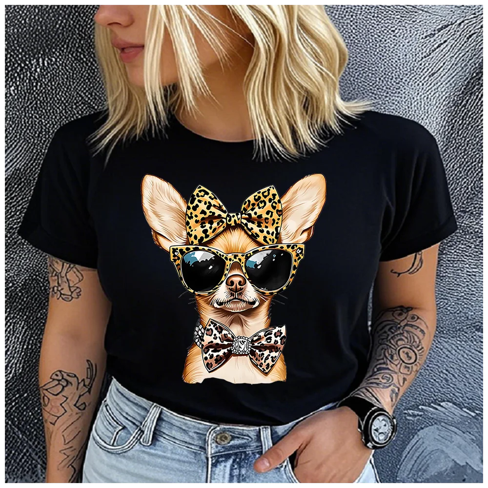 Women's Cotton 100% dog wearing sunglasses Print T-shirt Loose round Neck Casual Short Sleeve Fashion Top Clothing Summer
Women's Cotton 100% dog wearing sunglasses Print T-shirt Loose round Neck Casual Short Sleeve Fashion Top Clothing Summer