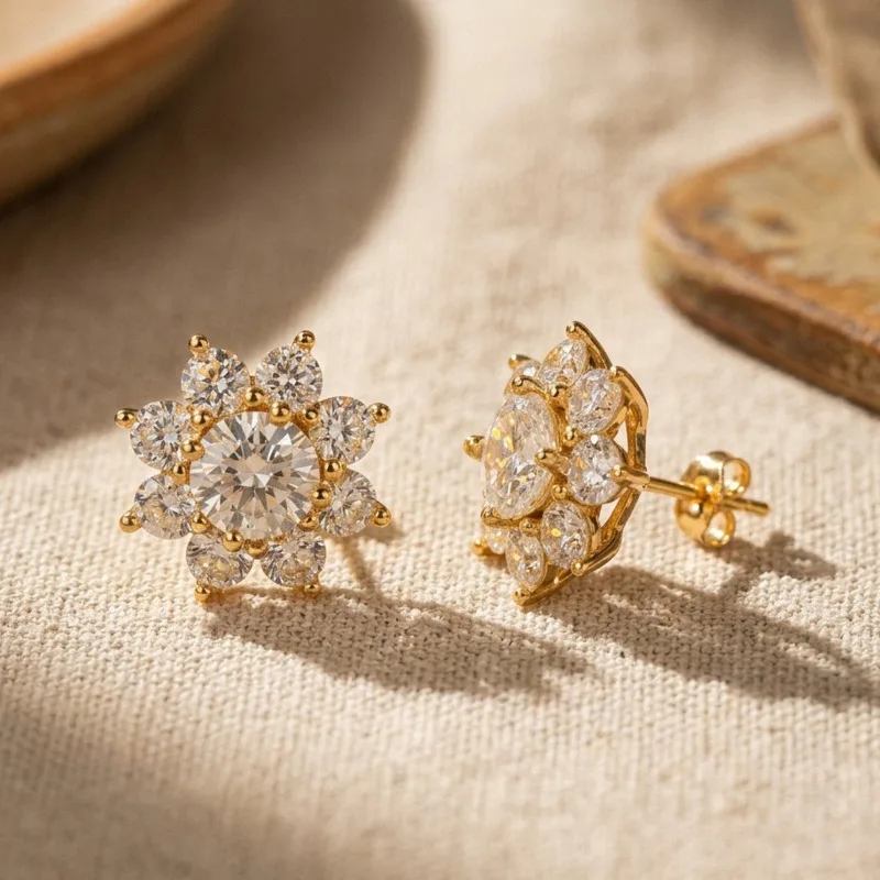 BR S925 Sterling Silver Sunflower Moissanite Earrings, High-End Feel Floral Studs, Light Luxury Gift for Women
BR S925 Sterling Silver Sunflower Moissanite Earrings, High-End Feel Floral Studs, Light Luxury Gift for Women