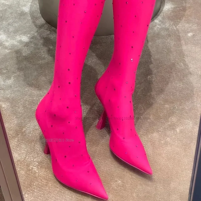 Rose Red Rhinestone Pointed Toe Boots Elastic Band Women Shoes Thin High Heels Fashion Party Banquet 2026 Zapatos Para Mujere
Rose Red Rhinestone Pointed Toe Boots Elastic Band Women Shoes Thin High Heels Fashion Party Banquet 2026 Zapatos Para Mujere