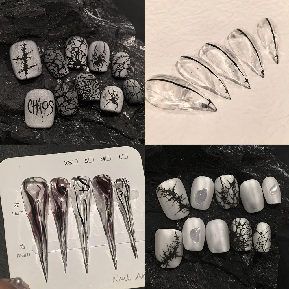 Dark Punk Cool Short Round Nail Art Hand-Drawn Black Thorns Glitter Spider Nail Patch Long Dragon Claws Fake Nail Party Stickers
Dark Punk Cool Short Round Nail Art Hand-Drawn Black Thorns Glitter Spider Nail Patch Long Dragon Claws Fake Nail Party Stickers
