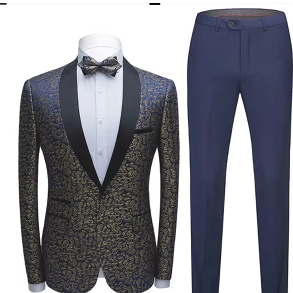 Luxury Men's Suits 2 Pieces Jacket Pant Sets High Quality One-Button Shawl Lapel Special Customize Male Wedding Banquet Clothing
Luxury Men's Suits 2 Pieces Jacket Pant Sets High Quality One-Button Shawl Lapel Special Customize Male Wedding Banquet Clothing
