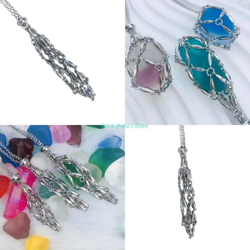 E15E Bohemian Collarbone Chain Adjustable Length Mesh Pocket Pendant Neckchain Crystal Stone Holder Necklace Accessory
E15E Bohemian Collarbone Chain Adjustable Length Mesh Pocket Pendant Neckchain Crystal Stone Holder Necklace Accessory