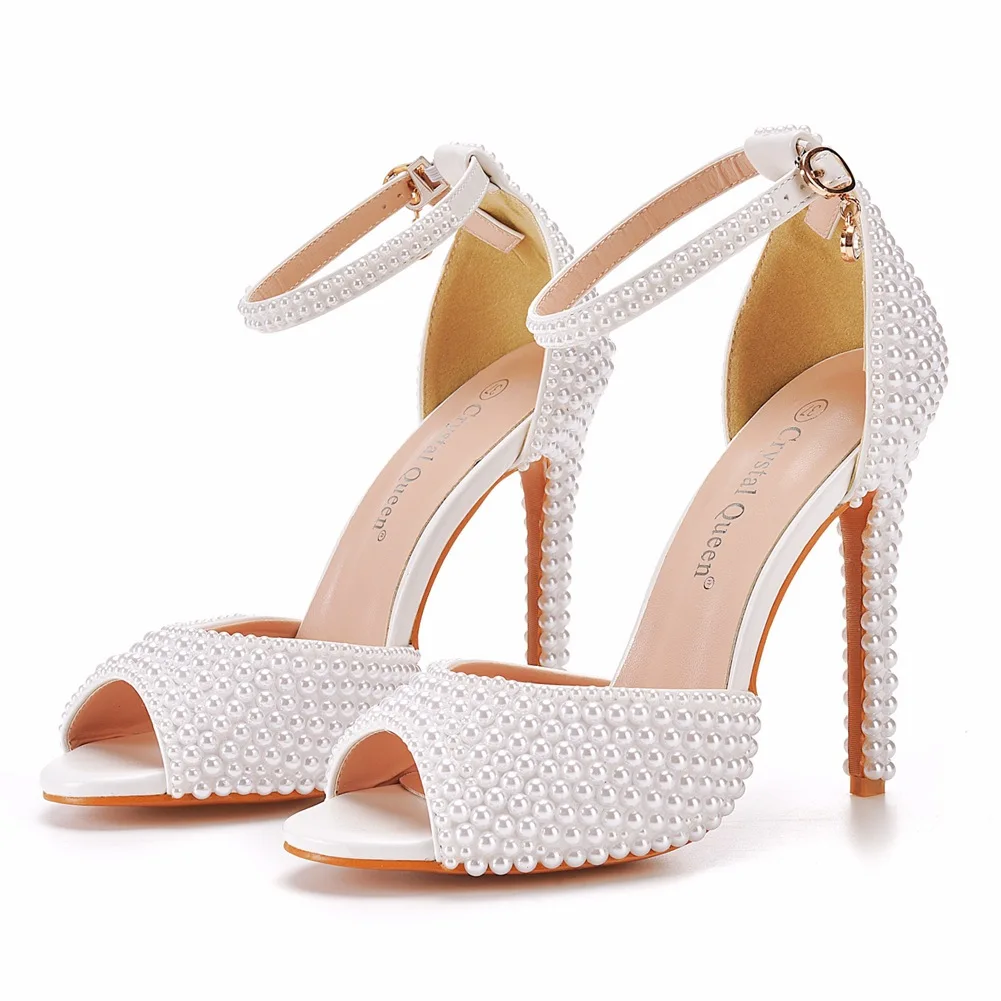 11cm fish mouth high-heeled sandals shallow mouth straight line with High Heels White Pearl Wedding Sandals Size 44
11cm fish mouth high-heeled sandals shallow mouth straight line with High Heels White Pearl Wedding Sandals Size 44