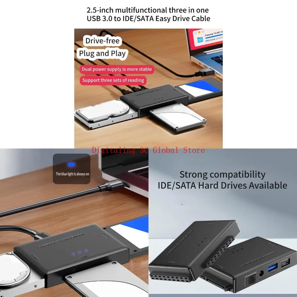 USB3.0 до IDE Adapter Toold Support 3 Drive с внешним источником питания для ПК
USB3.0 до IDE Adapter Toold Support 3 Drive с внешним источником питания для ПК