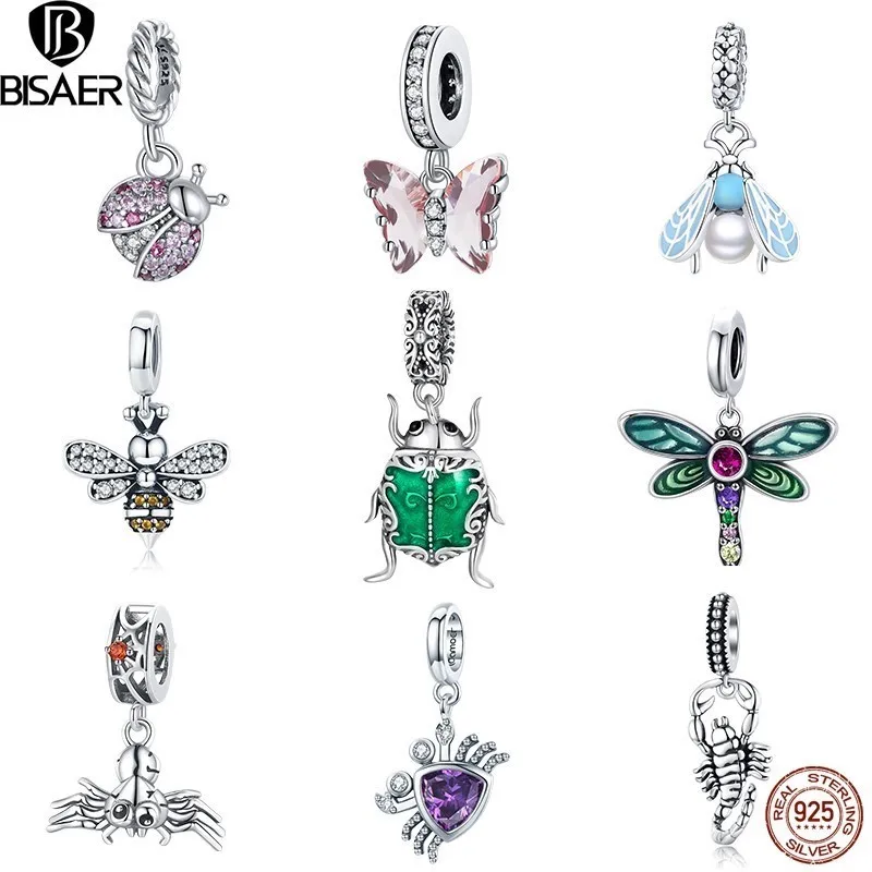 BISAER 925 Sterling Silver Insect Pendant Zircon Butterfly Charms For Original DIY Bracelet Jewelry Gift Fashion Accessories
BISAER 925 Sterling Silver Insect Pendant Zircon Butterfly Charms For Original DIY Bracelet Jewelry Gift Fashion Accessories