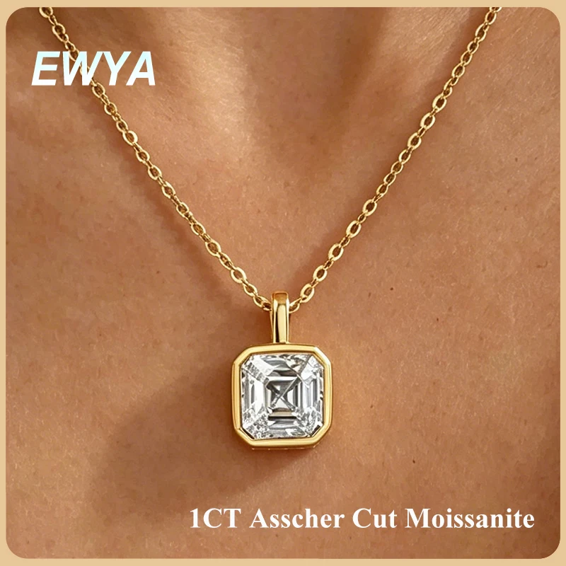 EWYA 1CT Asscher Emerald Heart Cut Solitaire Moissanite Pendant Women S925 Silver Bezel Set Lab Diamond Party Chain Necklace
EWYA 1CT Asscher Emerald Heart Cut Solitaire Moissanite Pendant Women S925 Silver Bezel Set Lab Diamond Party Chain Necklace