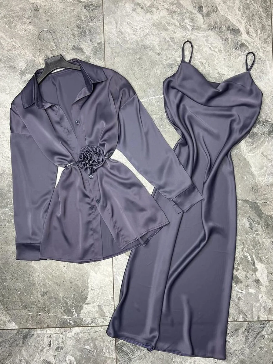 Solid Elegant Satin Long Dress Women Single Breasted Flower Lace-up Long Sleeve Blouse Summer Simple Casual Fashion 2 Piece Sets
Solid Elegant Satin Long Dress Women Single Breasted Flower Lace-up Long Sleeve Blouse Summer Simple Casual Fashion 2 Piece Sets