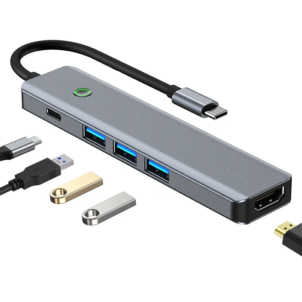 5 in 1 USB C Hub 3 3.0 Ports Multiport Adapter 4K/30Hz hdtv-ompatible Port PD 100W for Laptop P
5 in 1 USB C Hub 3 3.0 Ports Multiport Adapter 4K/30Hz hdtv-ompatible Port PD 100W for Laptop P