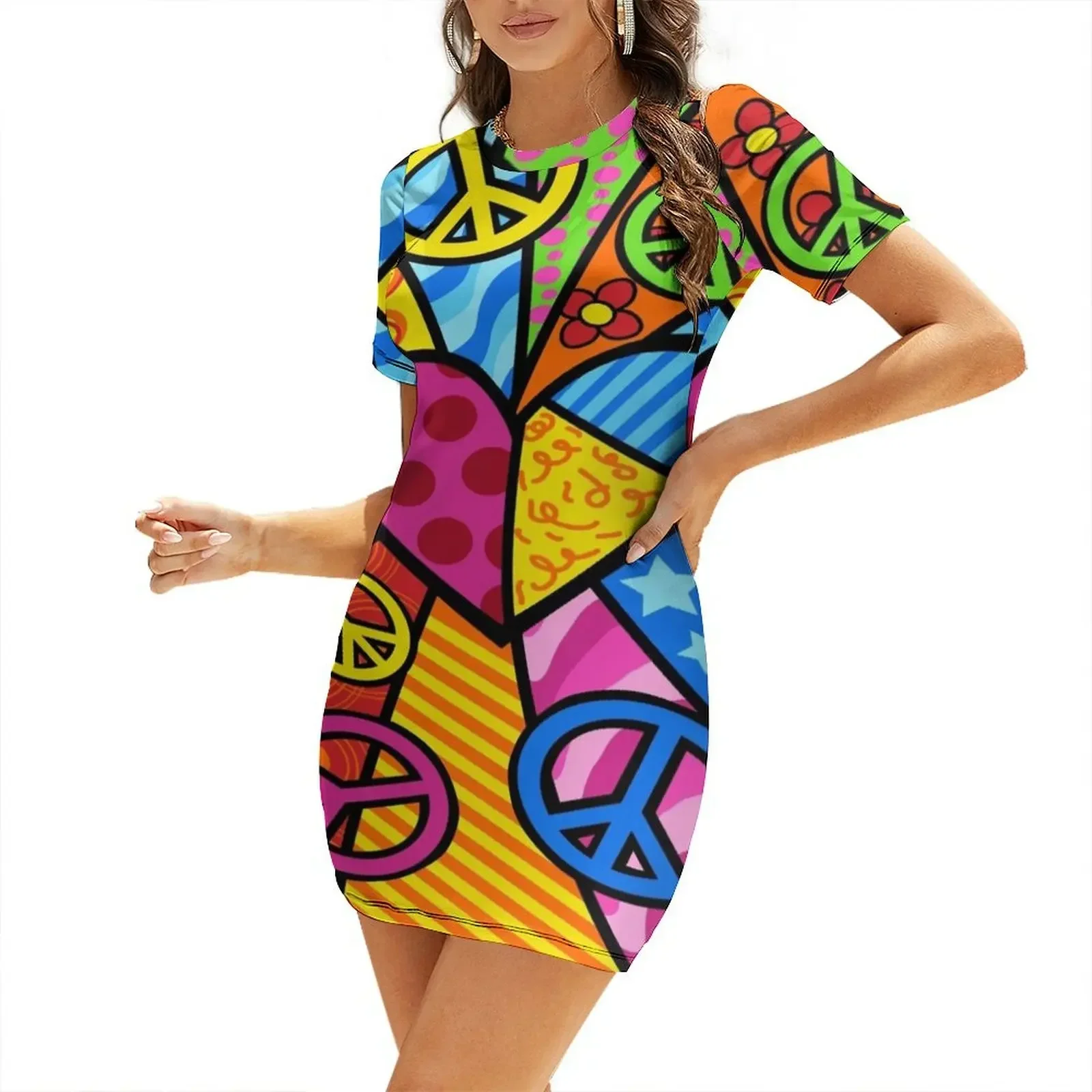 Multicolored Peace Sign Merchandise Short-Sleeved Dress Dress vintage Party dresses
Multicolored Peace Sign Merchandise Short-Sleeved Dress Dress vintage Party dresses