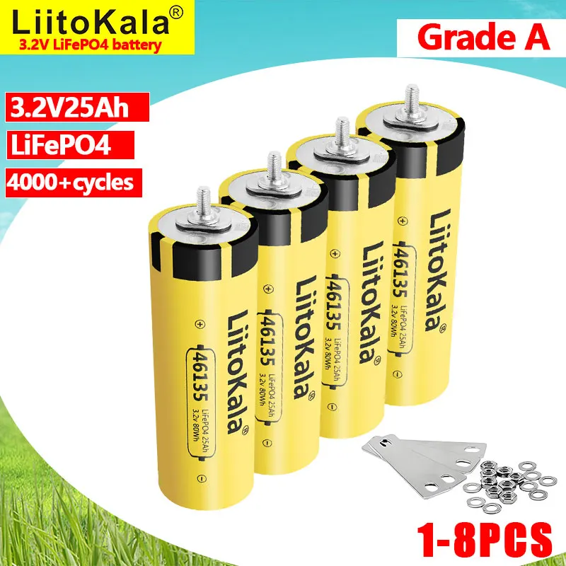 LiitoKala 3,2 В 25 Ач LiFePO4 фосфатный аккумулятор для 4S 8S мотоцикла, модификация двигателя автомобиля, класс 12 В, 24 В, аккумулятор
LiitoKala 3,2 В 25 Ач LiFePO4 фосфатный аккумулятор для 4S 8S мотоцикла, модификация двигателя автомобиля, класс 12 В, 24 В, аккумулятор