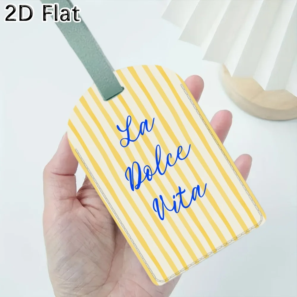 Luggage Tag with Yellow Striped Pattern And "La Dolce Vita" Print, Travel Bag Suitcase Identifier Luggage Accessory
Luggage Tag with Yellow Striped Pattern And "La Dolce Vita" Print, Travel Bag Suitcase Identifier Luggage Accessory