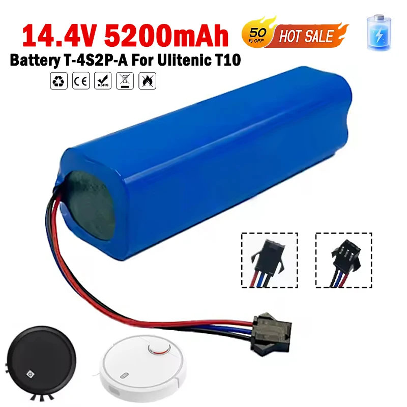 New Original 18650 5200mAh 14.4V Rechargeable Lithium-ion Battery Pack T-4S2P-A for Ultenic T10 Robot Vacuum Cleaner
New Original 18650 5200mAh 14.4V Rechargeable Lithium-ion Battery Pack T-4S2P-A for Ultenic T10 Robot Vacuum Cleaner