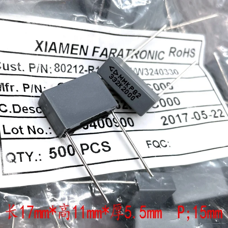 10PCS Xiamen Farah MKP C823D 332 3300pf 3.3nf 2000v 2kv safety film capacitor
10PCS Xiamen Farah MKP C823D 332 3300pf 3.3nf 2000v 2kv safety film capacitor
