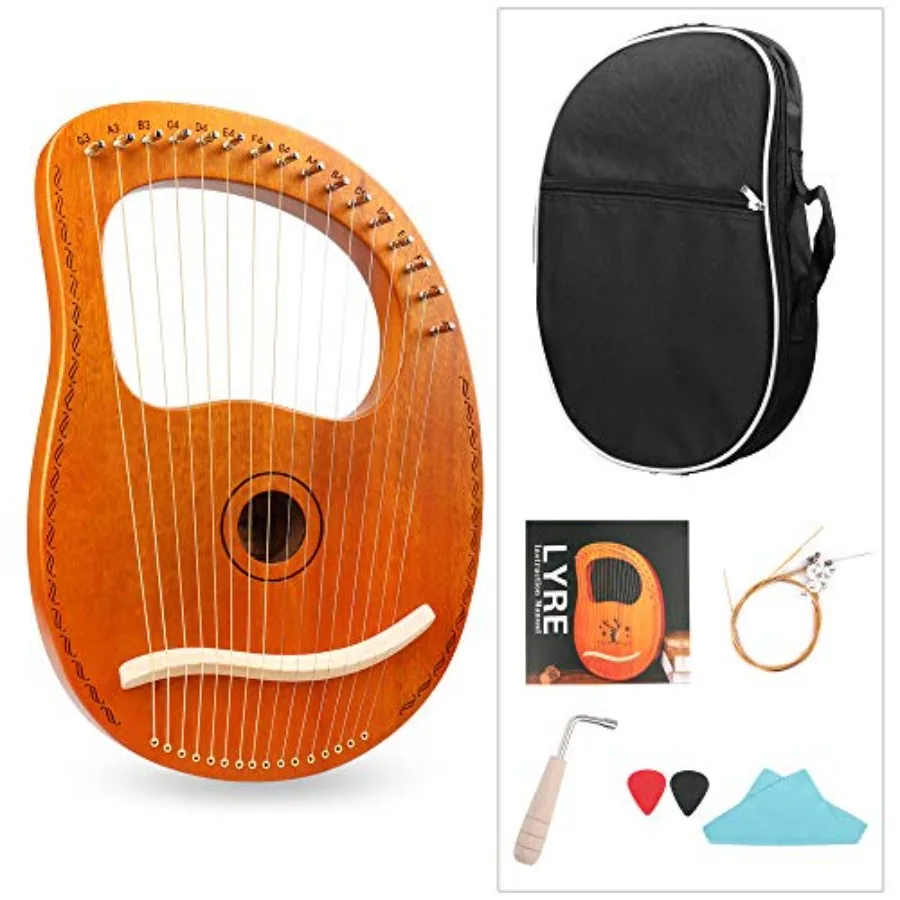 Lyre Harp Ancient Greece Style 16 Metal Strings with Tuning Wrench and Extra String Set in Natural Wood for Musical Performance
Lyre Harp Ancient Greece Style 16 Metal Strings with Tuning Wrench and Extra String Set in Natural Wood for Musical Performance