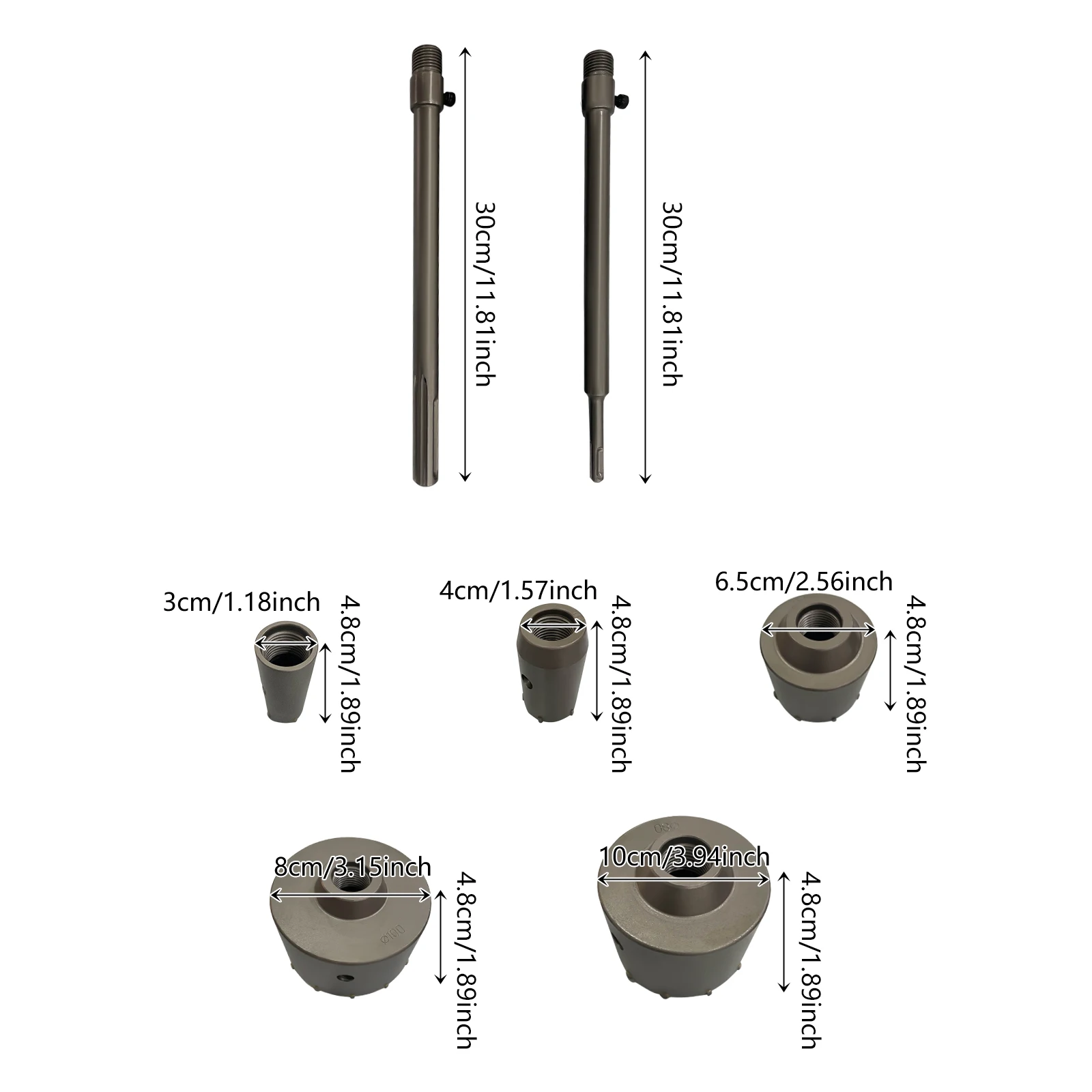 Concrete Hole Saw Set for Concrete Brick Stone Cement Wall 5* Hole Saws, 2* Shafts, 3* Center Positioning Drill Bits & Toolbox
Concrete Hole Saw Set for Concrete Brick Stone Cement Wall 5* Hole Saws, 2* Shafts, 3* Center Positioning Drill Bits & Toolbox