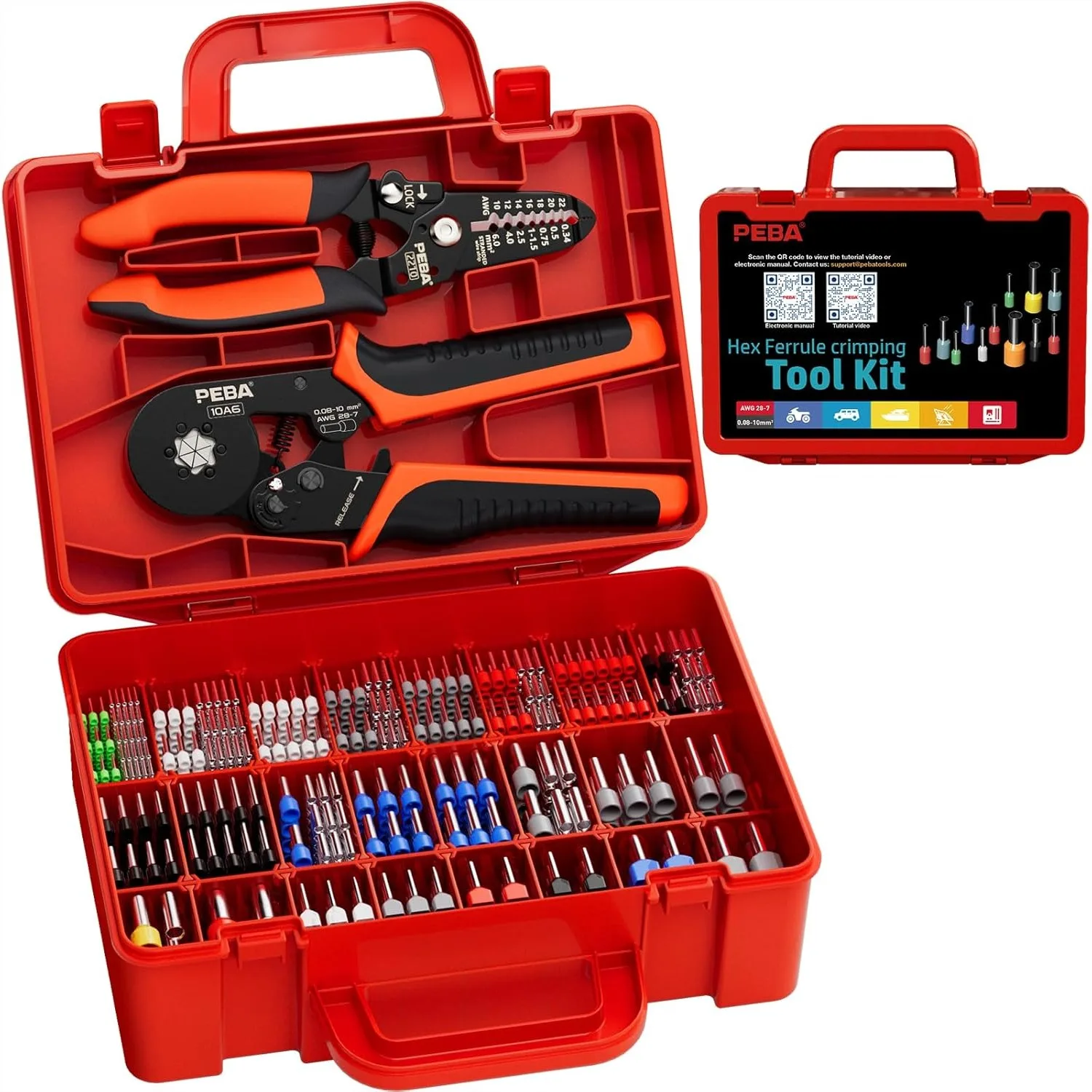 PEBA Ferrule Crimping Tool Kit - 33 Sizes 1750pcs Wire Ferrules & Hexagonal Crimper AWG28-7, Wire Stripper for Electrical Wiring
PEBA Ferrule Crimping Tool Kit - 33 Sizes 1750pcs Wire Ferrules & Hexagonal Crimper AWG28-7, Wire Stripper for Electrical Wiring
