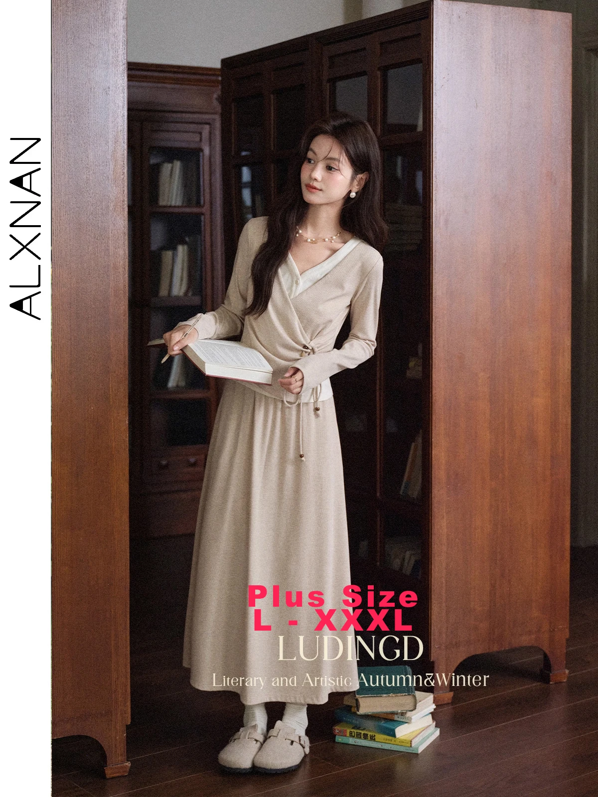 ALXNAN Plus Size Oatmeal Skirt Casual Long Elastic Waist A-line Skirts 2025 Autumn Elegant Loose-fit Office Lady Clothing D12729
ALXNAN Plus Size Oatmeal Skirt Casual Long Elastic Waist A-line Skirts 2025 Autumn Elegant Loose-fit Office Lady Clothing D12729