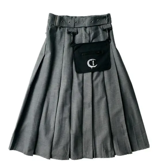 Spring Preppy style Punk Gothic Girls Harajuku Black Pleated Skirt Half-length Skirt Removable Pocket Chain Woman Pleated Skirts
Spring Preppy style Punk Gothic Girls Harajuku Black Pleated Skirt Half-length Skirt Removable Pocket Chain Woman Pleated Skirts