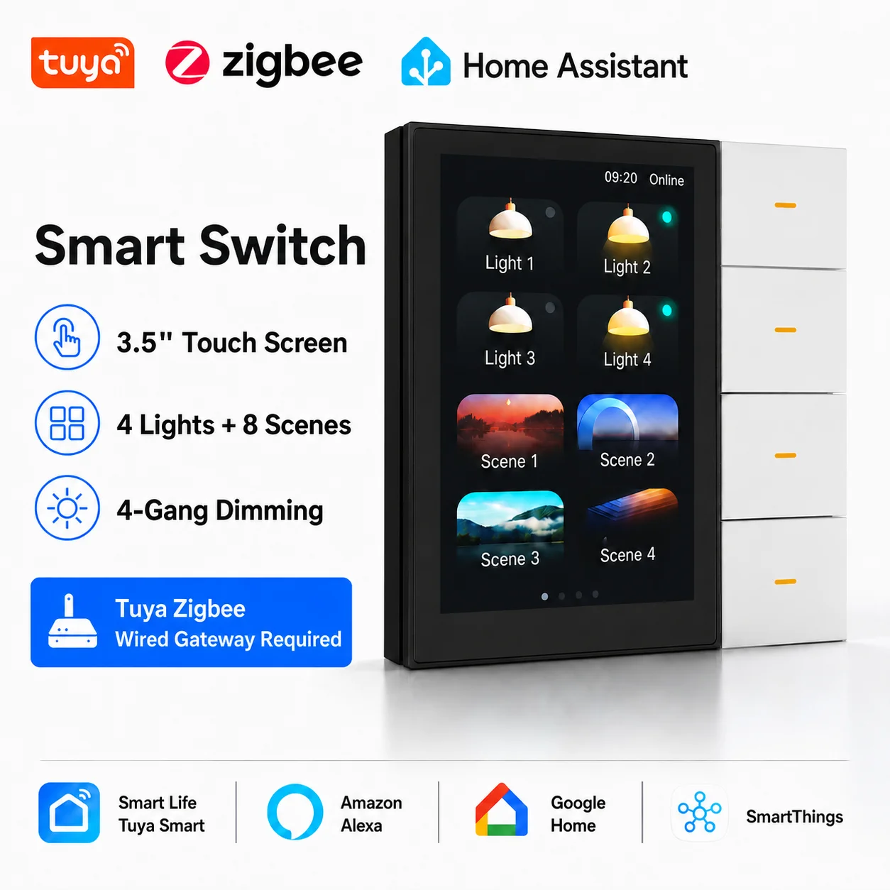 Tuya Zigbee Smart Touch Screen Switch 3.5 Inch Display Panel Smart Life App Remote Control Scene Switch for Home Intelligent F3
Tuya Zigbee Smart Touch Screen Switch 3.5 Inch Display Panel Smart Life App Remote Control Scene Switch for Home Intelligent F3