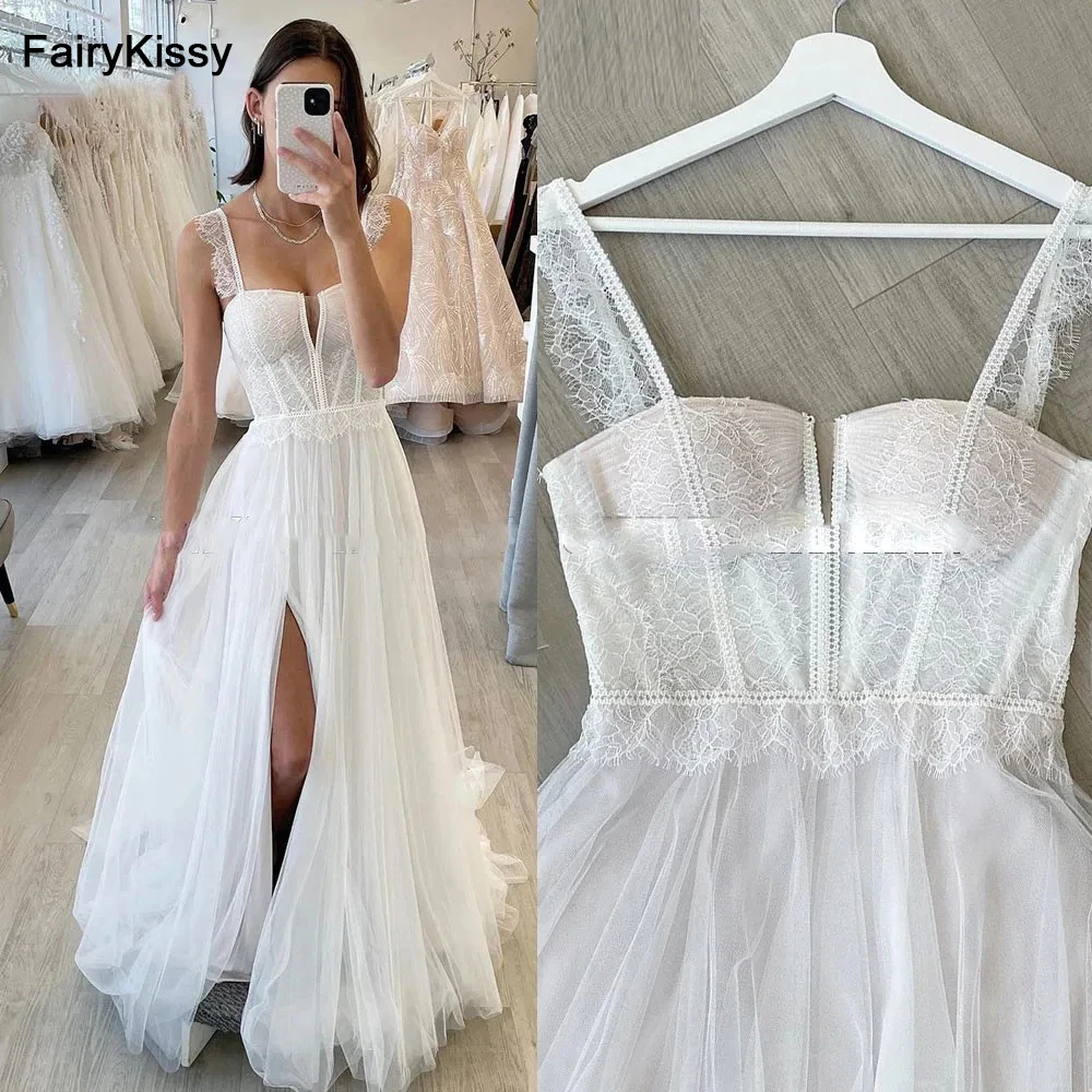 FairyKissy Simple Wedding Dresses Sweetheart Boho Long Wedding Gowns Sexy Side Split Tulle Elegant Bride Dress vestidos de novia
FairyKissy Simple Wedding Dresses Sweetheart Boho Long Wedding Gowns Sexy Side Split Tulle Elegant Bride Dress vestidos de novia