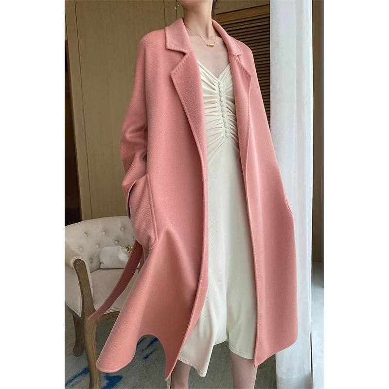 2024 Women's Clothes Women's Woolen Coat With Belt Lady Mid-length Coat Water Ripple Long Woolen Coat Double Sided Cashmere Coat
2024 Women's Clothes Women's Woolen Coat With Belt Lady Mid-length Coat Water Ripple Long Woolen Coat Double Sided Cashmere Coat