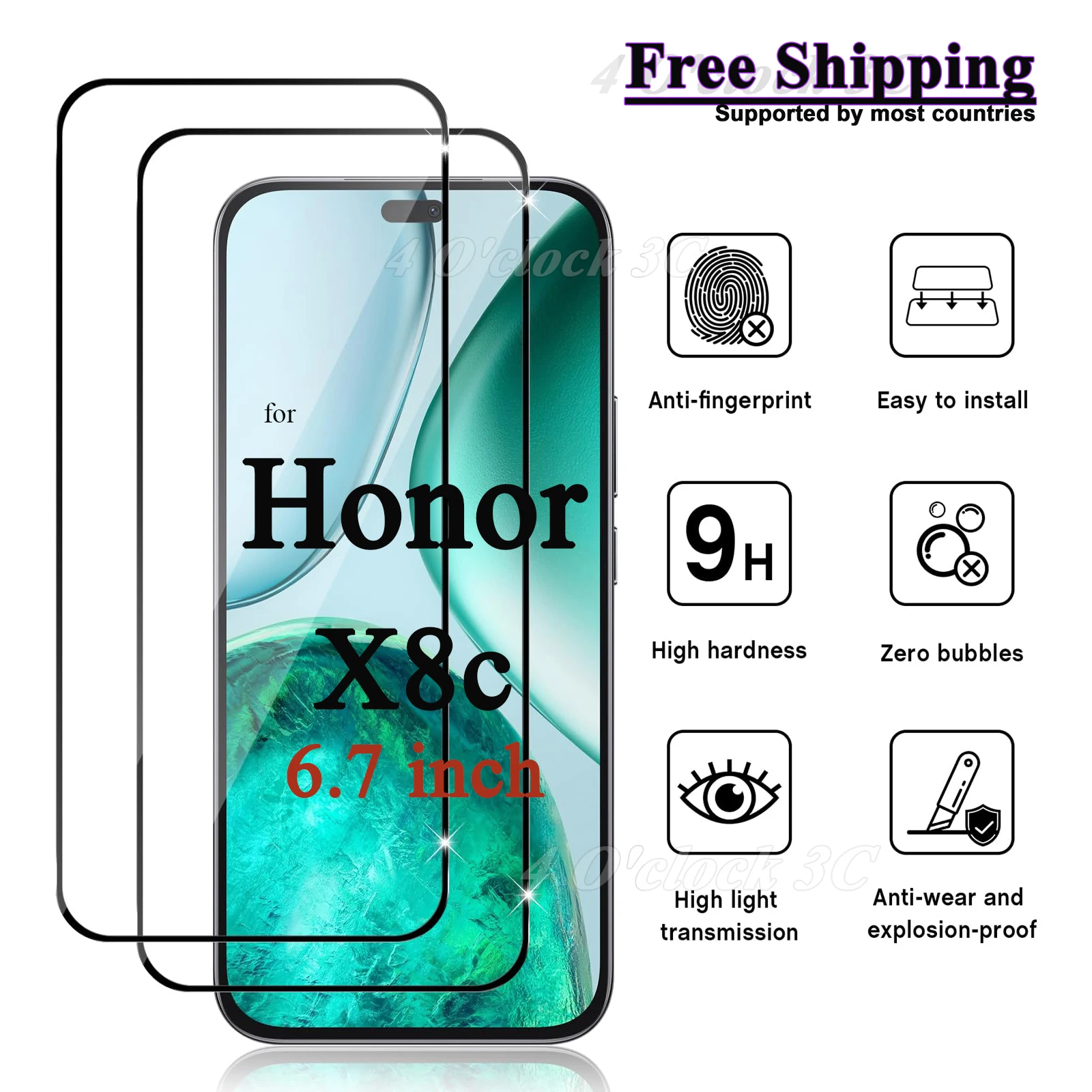 For Honor X8c 6.7 inch Screen Protector Tempered Glass Crystal Mica 9H HD Clear Transparent
For Honor X8c 6.7 inch Screen Protector Tempered Glass Crystal Mica 9H HD Clear Transparent