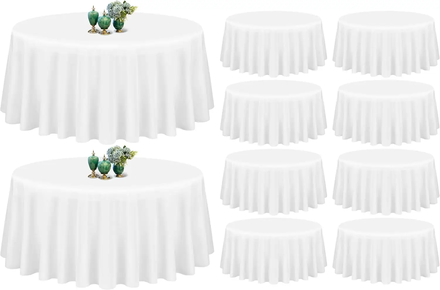 10 Pack White Round Tablecloth 90 Inch Washable Polyester Tablecloths for Round Tables Stain Resistant and Wrinkle Table
10 Pack White Round Tablecloth 90 Inch Washable Polyester Tablecloths for Round Tables Stain Resistant and Wrinkle Table