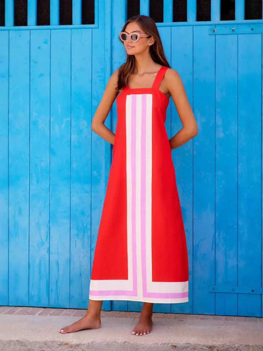 2025 Summer European And American Leisure Long Dress Seaside Vacation Sling Dress
2025 Summer European And American Leisure Long Dress Seaside Vacation Sling Dress