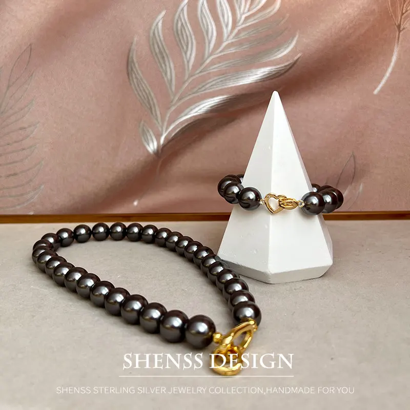Elegant Dark Gray Color Imitation Pearl Copper Plated 14k Gold Necklace Bracelet Classic Temperament Jewelry For Women
Elegant Dark Gray Color Imitation Pearl Copper Plated 14k Gold Necklace Bracelet Classic Temperament Jewelry For Women