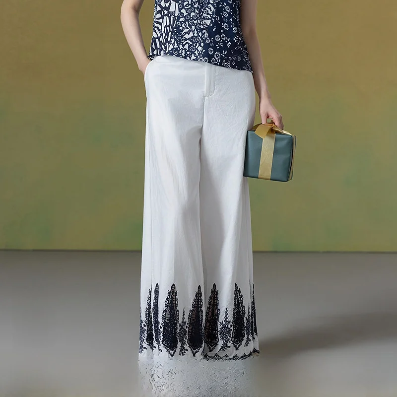 Retro Embroidered Loose Wide Leg Pants Women's Cotton Blend New Arrival Autumn 2025 Versatile Style Natural Waist Zipper
Retro Embroidered Loose Wide Leg Pants Women's Cotton Blend New Arrival Autumn 2025 Versatile Style Natural Waist Zipper