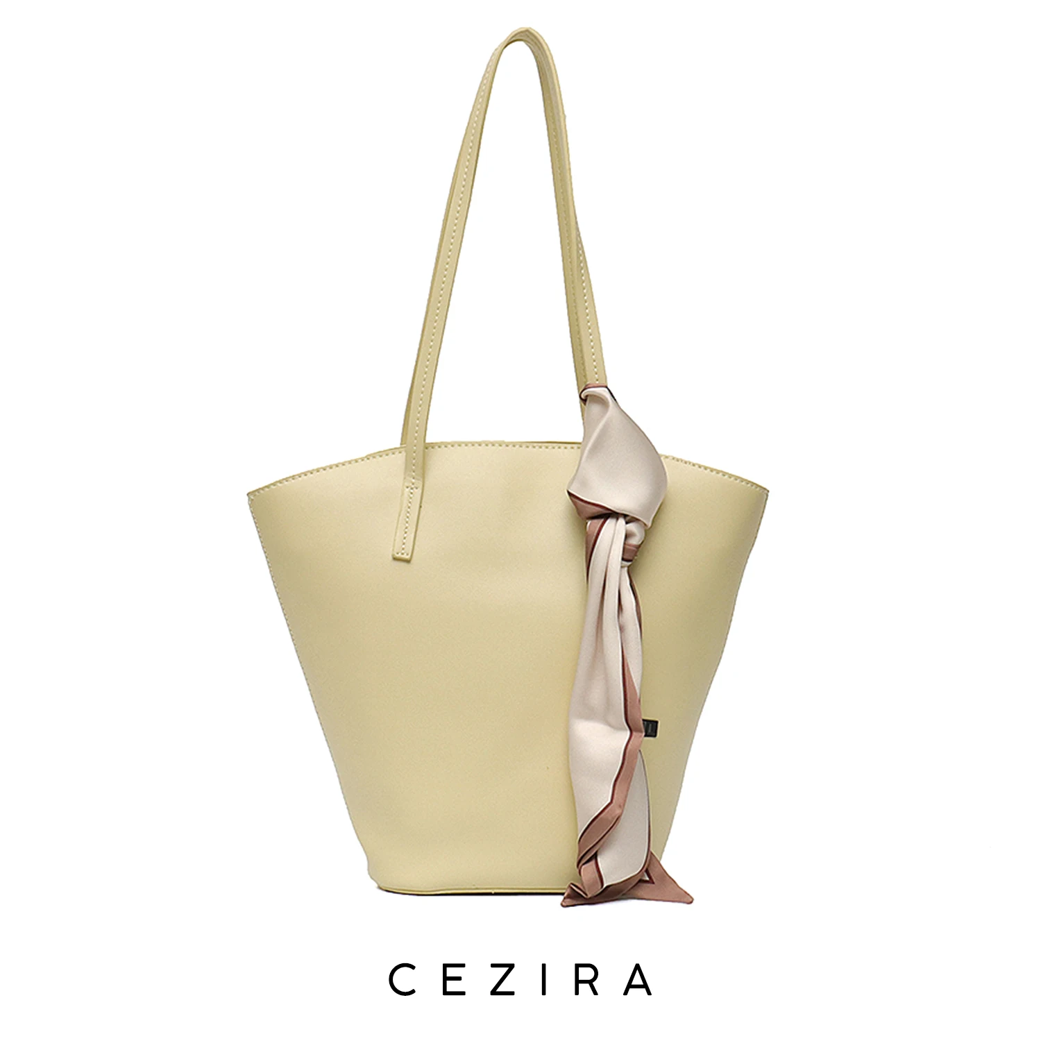 CEZIRA Brand Design PU Vegan Leather HandBag For Women Fashion Tote Shoulder Bag Bucket Female Chic Silk Ribbon Top-handle Purse
CEZIRA Brand Design PU Vegan Leather HandBag For Women Fashion Tote Shoulder Bag Bucket Female Chic Silk Ribbon Top-handle Purse