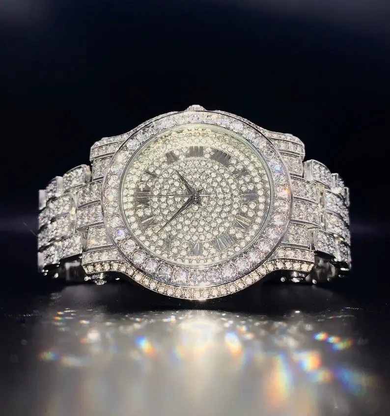 Elegant White Grade Moissanite Diamond Watch High-end Custom Natural Moissanite Watch 925 Sterling Silver Mechanical Watch
Elegant White Grade Moissanite Diamond Watch High-end Custom Natural Moissanite Watch 925 Sterling Silver Mechanical Watch