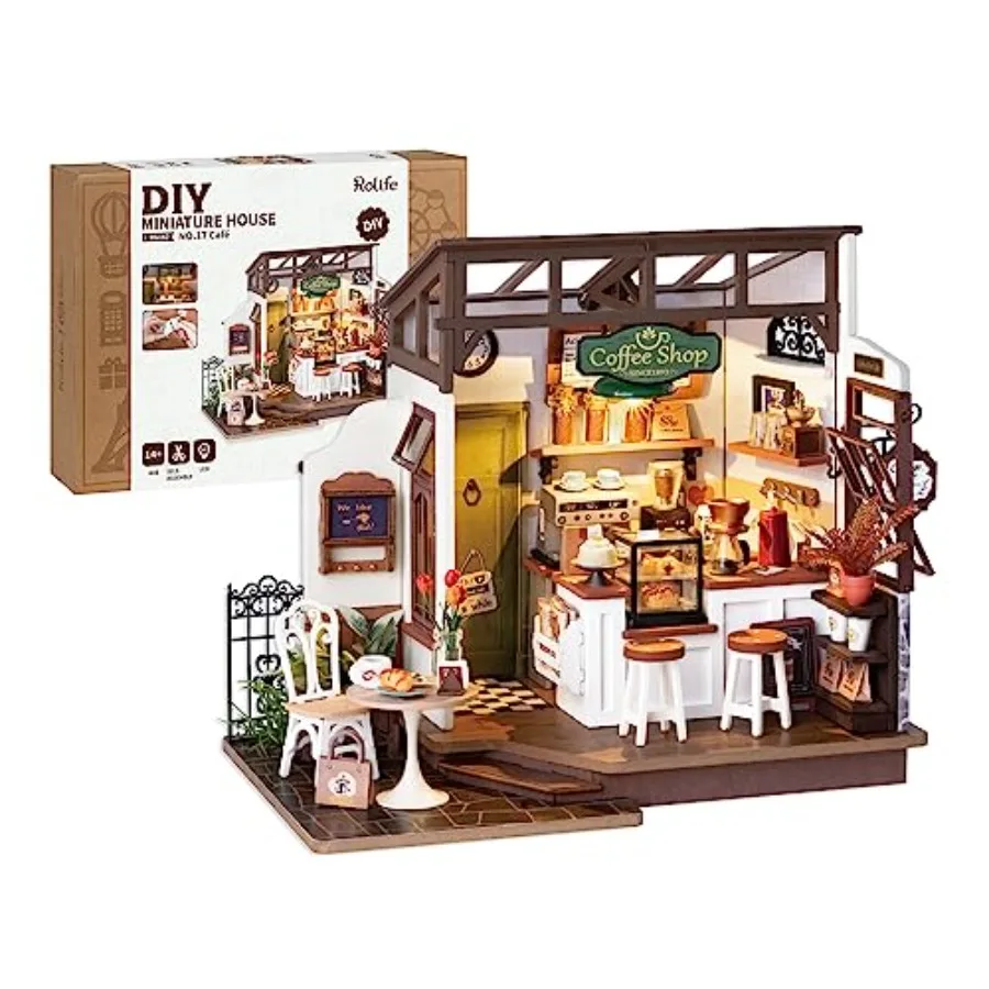 Coffee Shop Miniature Dollhouse Kit with LED Lights - DIY Crafts for Adults, Birthday Gifts and Hobbies
Coffee Shop Miniature Dollhouse Kit with LED Lights - DIY Crafts for Adults, Birthday Gifts and Hobbies