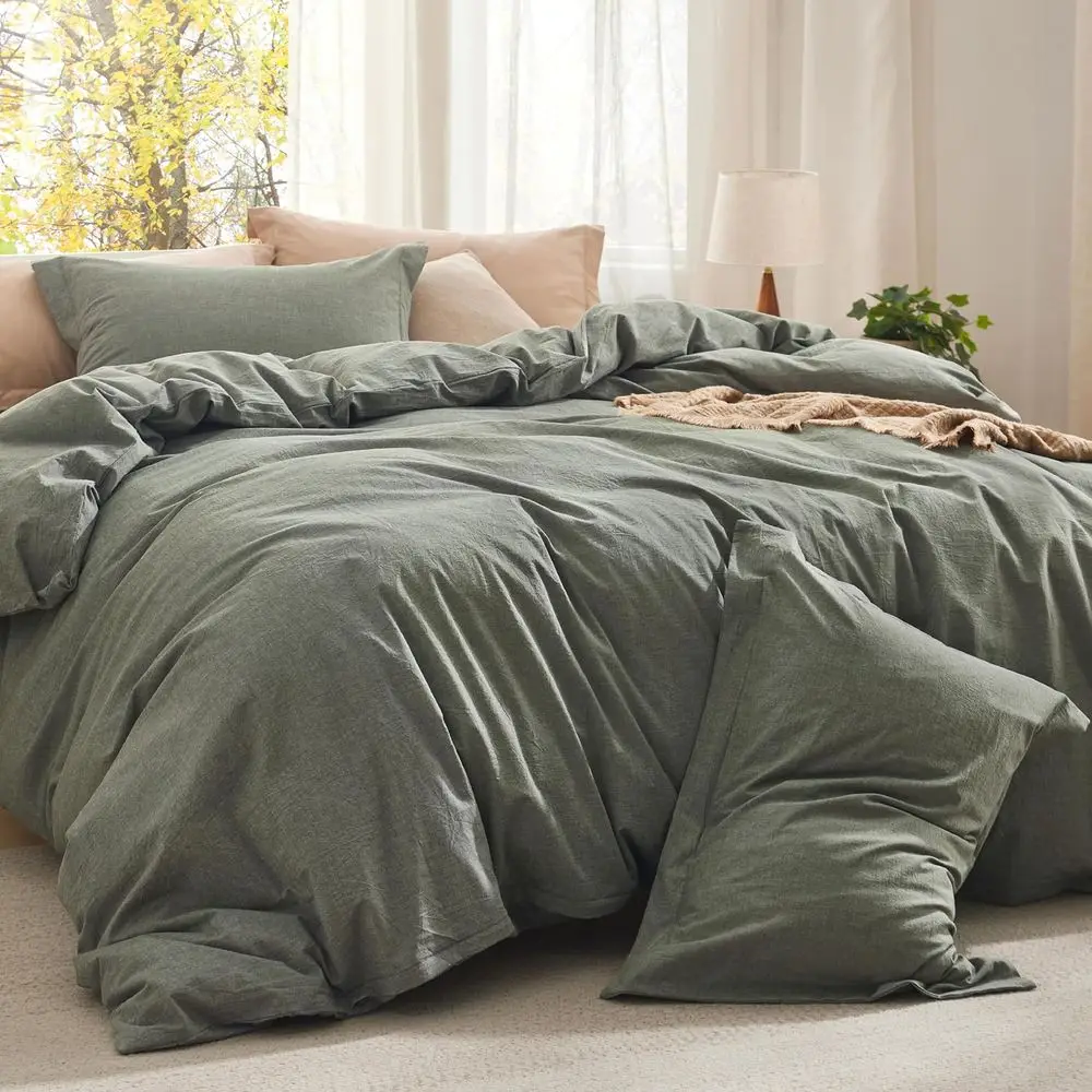 Queen Size Olive Green Cotton Comforter Set with Microfiber Fill, 3-Piece, All-Season, 1 Comforter (90x90), 2 Pillowcases (20x26
Queen Size Olive Green Cotton Comforter Set with Microfiber Fill, 3-Piece, All-Season, 1 Comforter (90x90), 2 Pillowcases (20x26