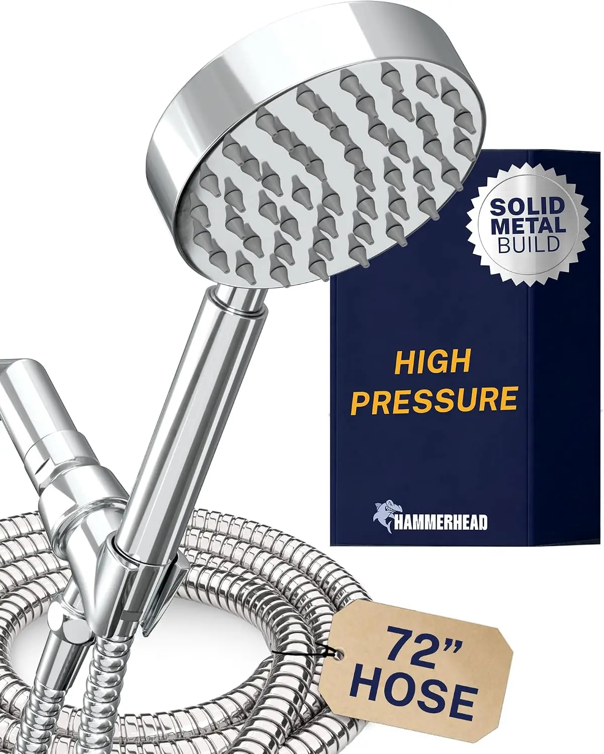 Solid Metal Handheld Shower Head with 6ft Hose and Brass Holder - High Pressure 2.5 GPM Adjustable Wand for Easy Rinsing
Solid Metal Handheld Shower Head with 6ft Hose and Brass Holder - High Pressure 2.5 GPM Adjustable Wand for Easy Rinsing