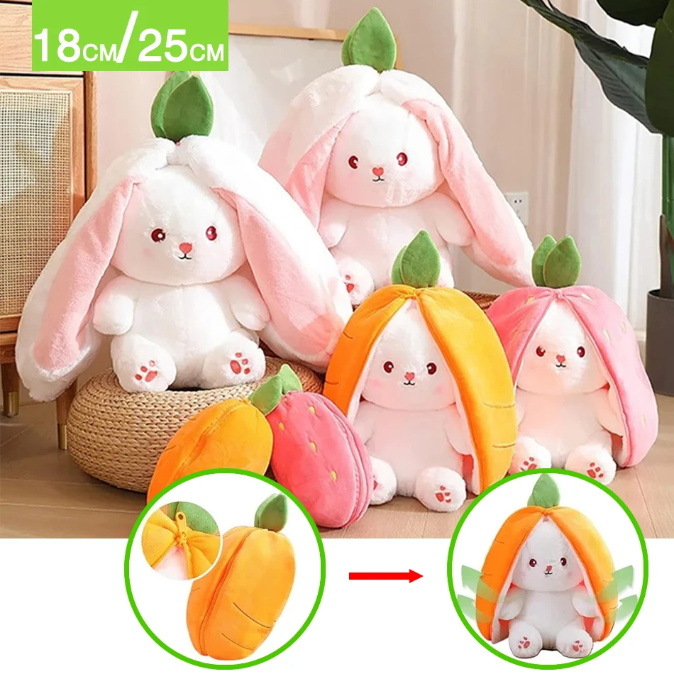 Pillow Reversible Bunny Plush Doll Toy Carrot Strawberry Bunny Stuffed Animal with Zipper Cute Rabbit Decoration for Kids Gift
Pillow Reversible Bunny Plush Doll Toy Carrot Strawberry Bunny Stuffed Animal with Zipper Cute Rabbit Decoration for Kids Gift