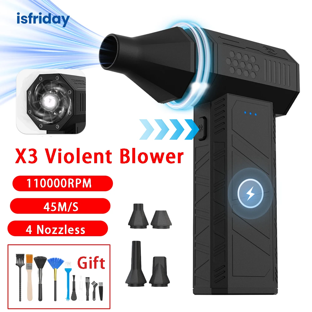 X3 Mini Turbo Jet Fan 110000RPM Violent Blower Handheld Brushless Motor Wind Speed 45m/s industrial Duct Fan Electric Air Blower
X3 Mini Turbo Jet Fan 110000RPM Violent Blower Handheld Brushless Motor Wind Speed 45m/s industrial Duct Fan Electric Air Blower