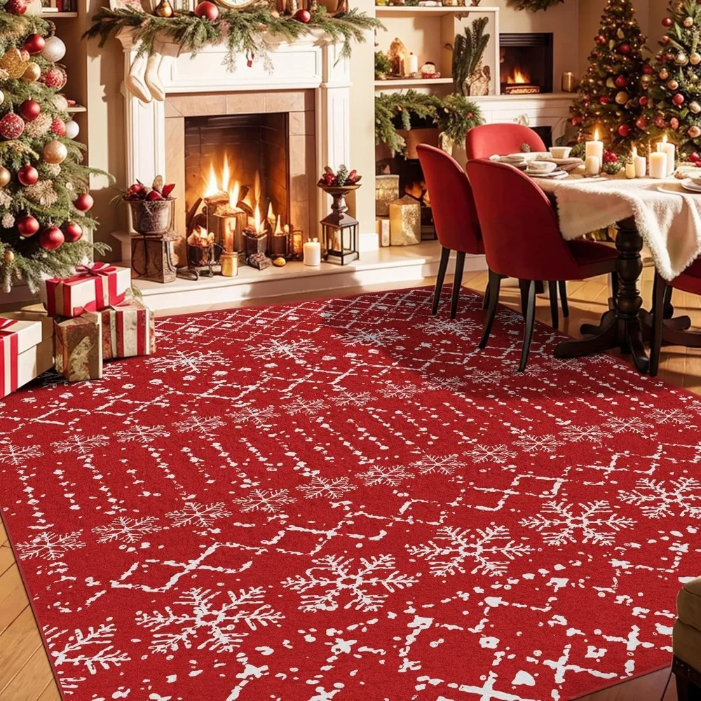 Christmas Area Rugs 8x10 for Living Room Red Snowflake Plaid Decorative Modern Rug Holiday Decor Geometric Non Slip Rug
Christmas Area Rugs 8x10 for Living Room Red Snowflake Plaid Decorative Modern Rug Holiday Decor Geometric Non Slip Rug