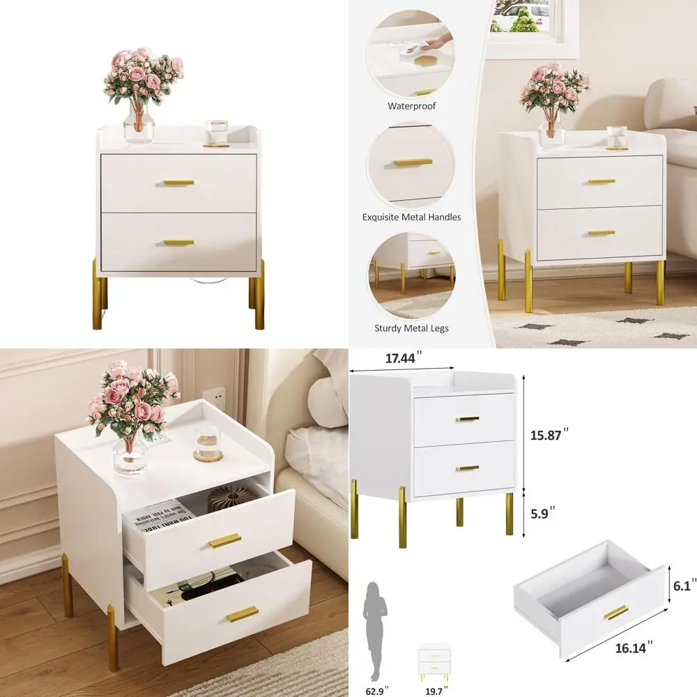 Mid-Century White Nightstand with Charging, Modern Bedroom Side Table for Lamps & Books
Mid-Century White Nightstand with Charging, Modern Bedroom Side Table for Lamps & Books