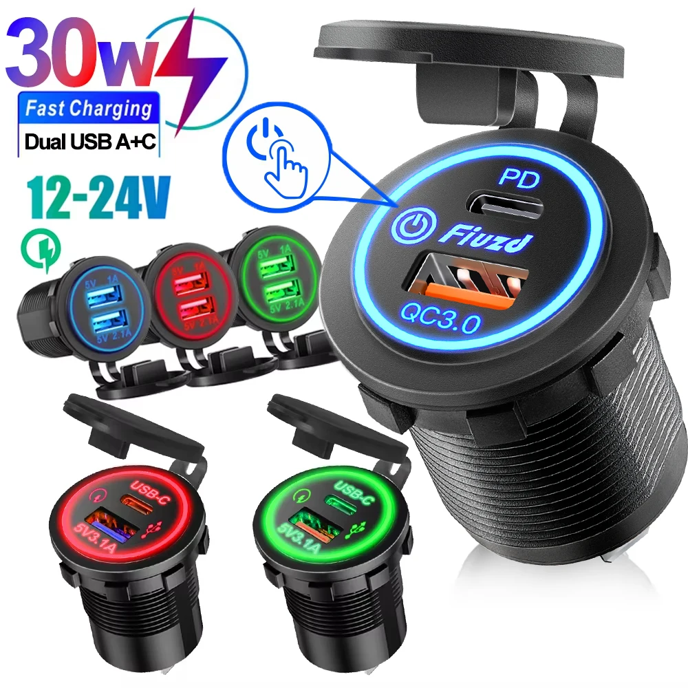QC 3.0 Dual USB Fast Car Charger Socket 12V/24V waterproof with Switch Auto Car Quckly Charge Adapter Power Outlet
QC 3.0 Dual USB Fast Car Charger Socket 12V/24V waterproof with Switch Auto Car Quckly Charge Adapter Power Outlet