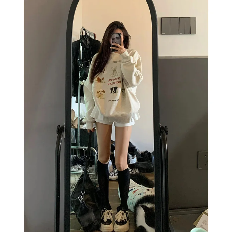 American Retro Oversize round Neck Sweatshirt Women's Spring Autumn New Style Chic Lazy Hatless Long Sleeve Top
American Retro Oversize round Neck Sweatshirt Women's Spring Autumn New Style Chic Lazy Hatless Long Sleeve Top