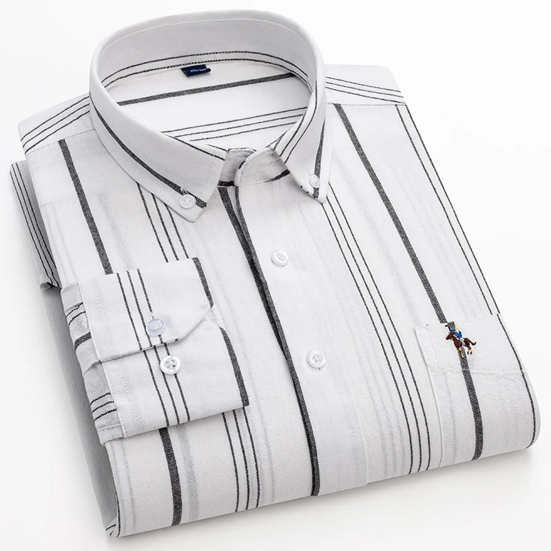 Cotton Oxford Striped Long Sleeve Shirt for Man Fashion Casual Smart Dress Shirt High Quality Male Elegant Clothing Easy Care
Cotton Oxford Striped Long Sleeve Shirt for Man Fashion Casual Smart Dress Shirt High Quality Male Elegant Clothing Easy Care