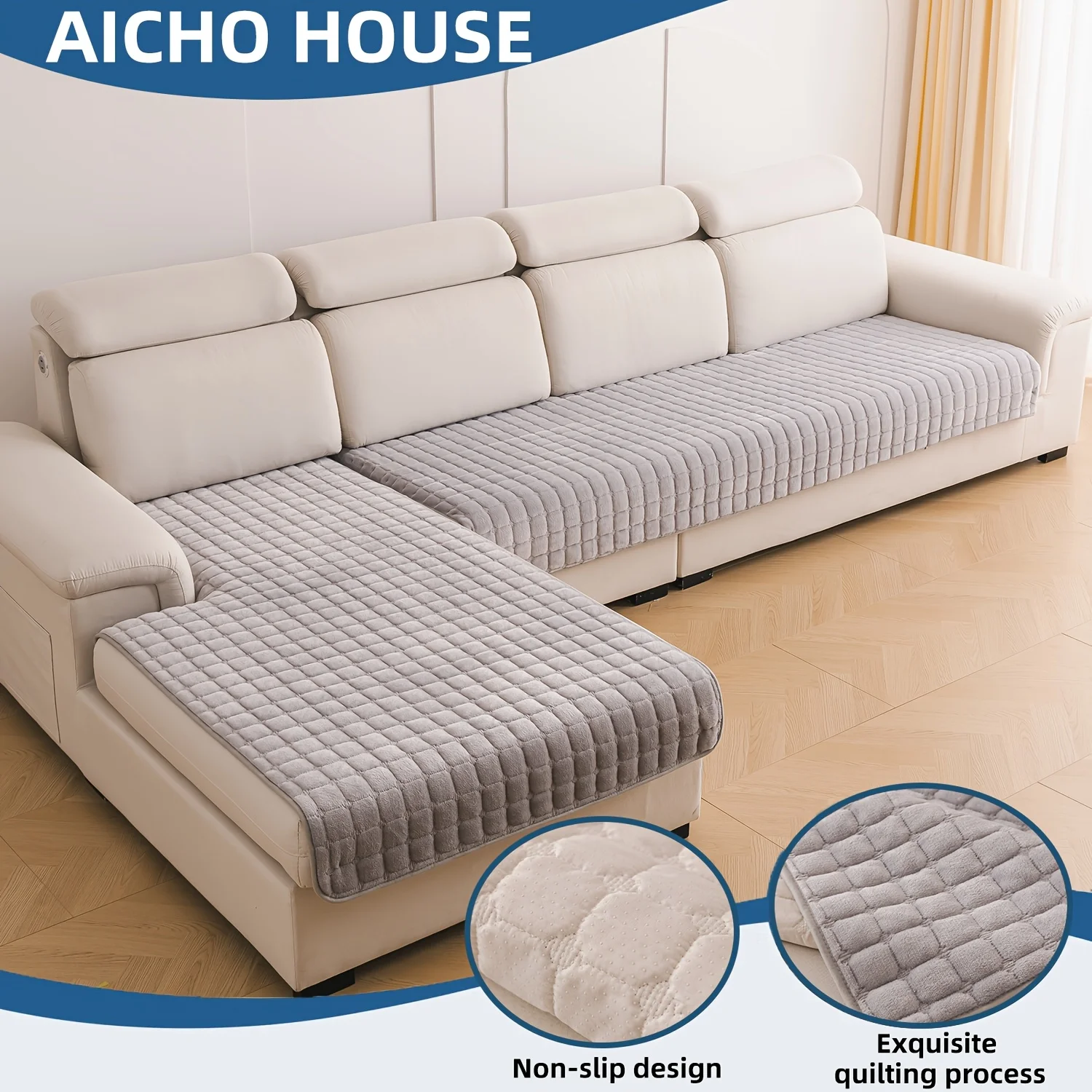 2pcs Flannel Material Square Grid Sofa Cushion, Universal for All Seasons with Anti Slip Bottom, Suitable for L-shaped Noble Consort Combination Sofa Protection Decoration
2pcs Flannel Material Square Grid Sofa Cushion, Universal for All Seasons with Anti Slip Bottom, Suitable for L-shaped Noble Consort Combination Sofa Protection Decoration