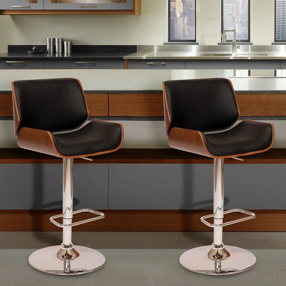 Adjustable Height Swivel Leather and Walnut Wood Bar Stool with cushion,Tall bar stool with metal footrest and leather finish
Adjustable Height Swivel Leather and Walnut Wood Bar Stool with cushion,Tall bar stool with metal footrest and leather finish