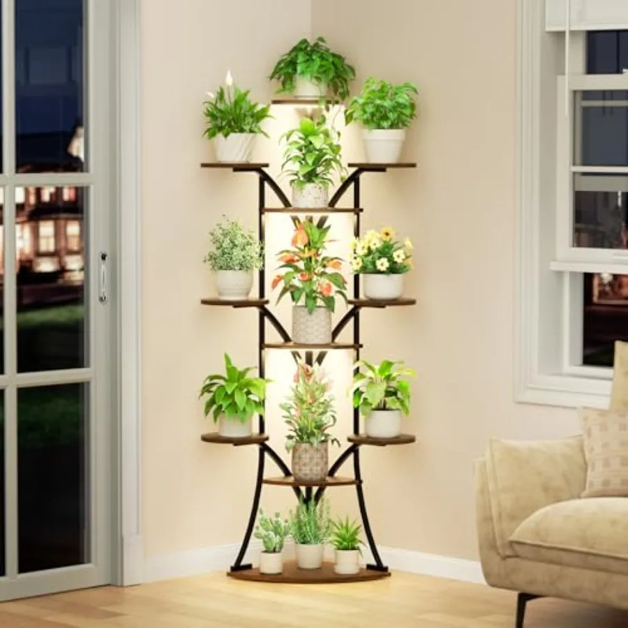 Indoor plant stand with grow lights63'' tall corner shelf for indoor growing tiered black V-shaped decorative rack with large f
Indoor plant stand with grow lights63'' tall corner shelf for indoor growing tiered black V-shaped decorative rack with large f