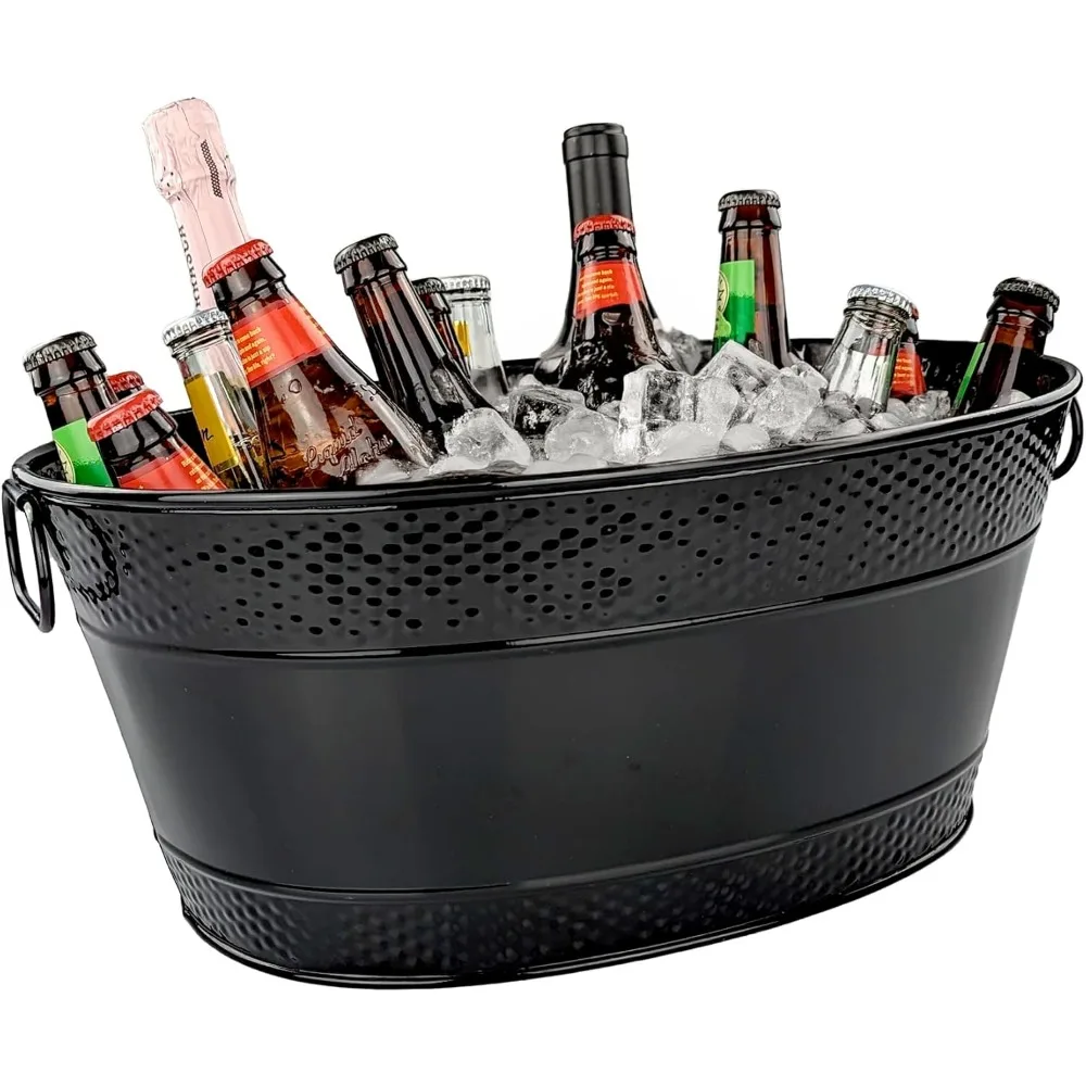 Oval Black Galvanized Beverage Tub with Handles 15 Quart Metal Ice Bucket for Chilling Drinks
Oval Black Galvanized Beverage Tub with Handles 15 Quart Metal Ice Bucket for Chilling Drinks