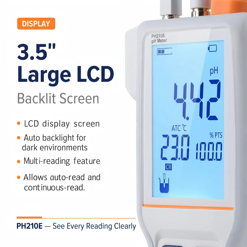2026PH210E pH Meter Laboratory High Precision ATC MTC with Temp Probe for Lab/Pharmaceutical/Food Beverage Testing
2026PH210E pH Meter Laboratory High Precision ATC MTC with Temp Probe for Lab/Pharmaceutical/Food Beverage Testing