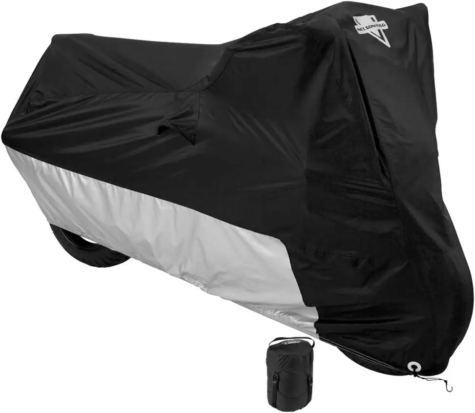Deluxe Motorcycle Cover, Weather Protection, Air Vents, Heat Shield, Windshield Liner, Grommets X-Large fits Medium Cruisers
Deluxe Motorcycle Cover, Weather Protection, Air Vents, Heat Shield, Windshield Liner, Grommets X-Large fits Medium Cruisers