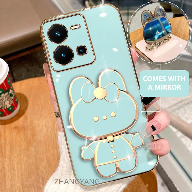 Case For vivo Y35 Electroplated straight edge silicone phone case cute 3D rabbit with built-in mirror for anti drop
Case For vivo Y35 Electroplated straight edge silicone phone case cute 3D rabbit with built-in mirror for anti drop