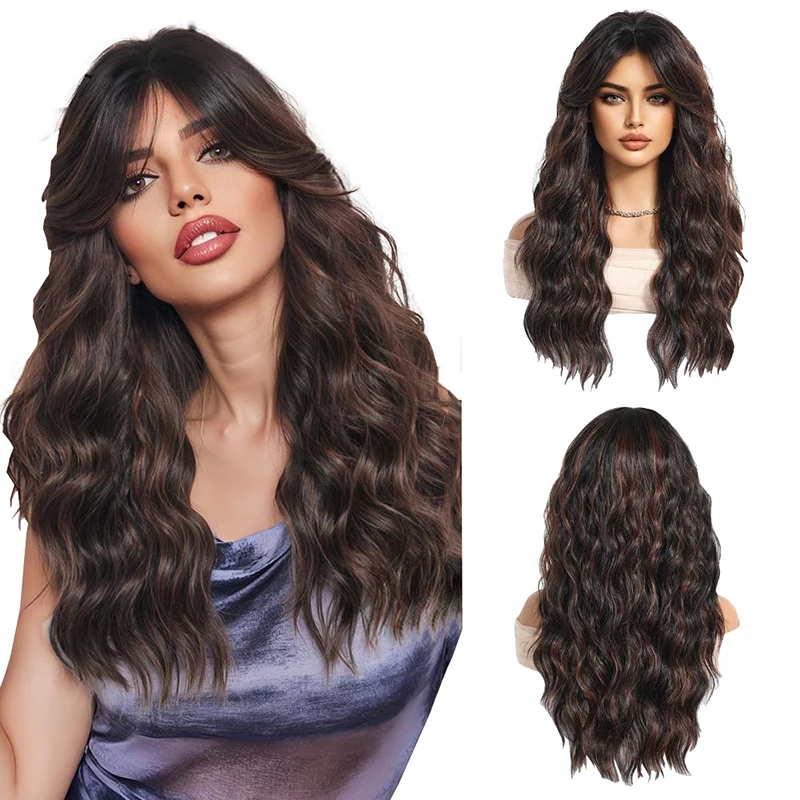 A 22-Inch Highlighted Black-Brown Gradient Gold Water Ripple Synthetic Wig Is Suitable For Women'S Daily Parties And Halloween
A 22-Inch Highlighted Black-Brown Gradient Gold Water Ripple Synthetic Wig Is Suitable For Women'S Daily Parties And Halloween